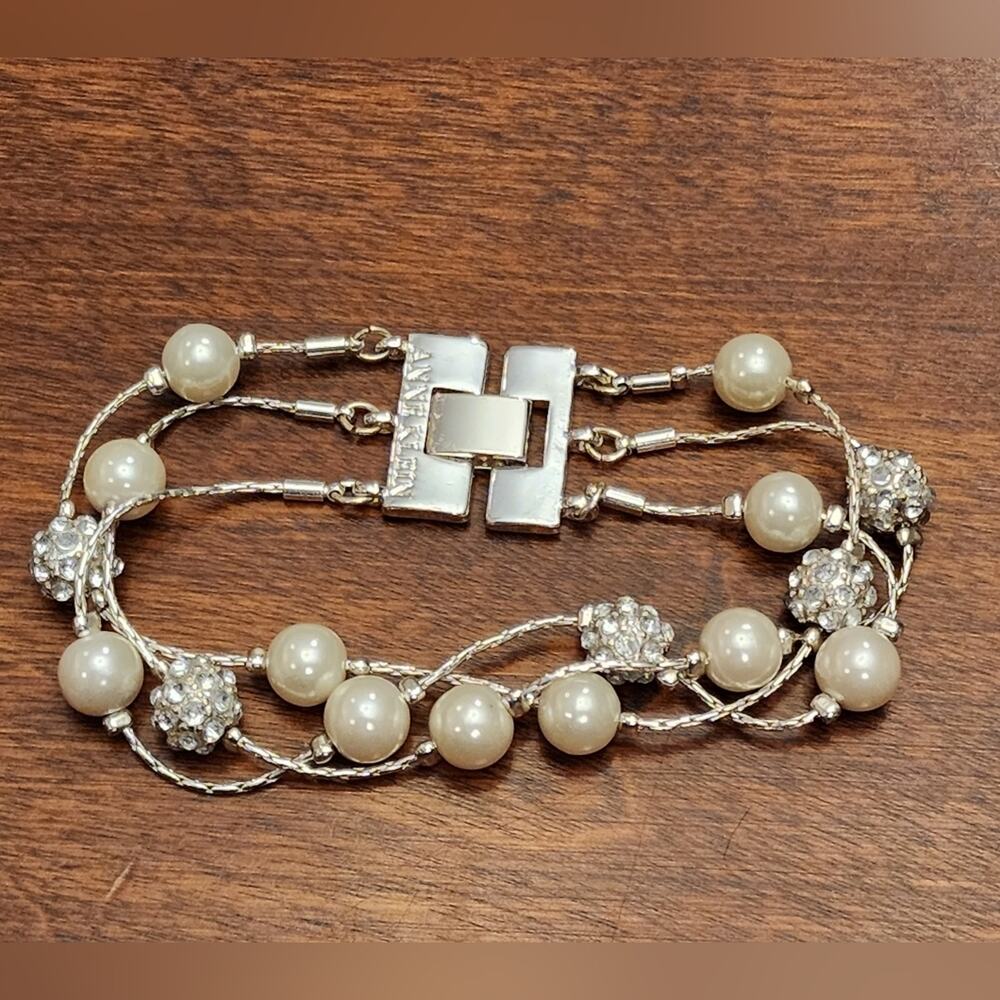 ANNE Klein multi strand faux pearl jeweled bracelet